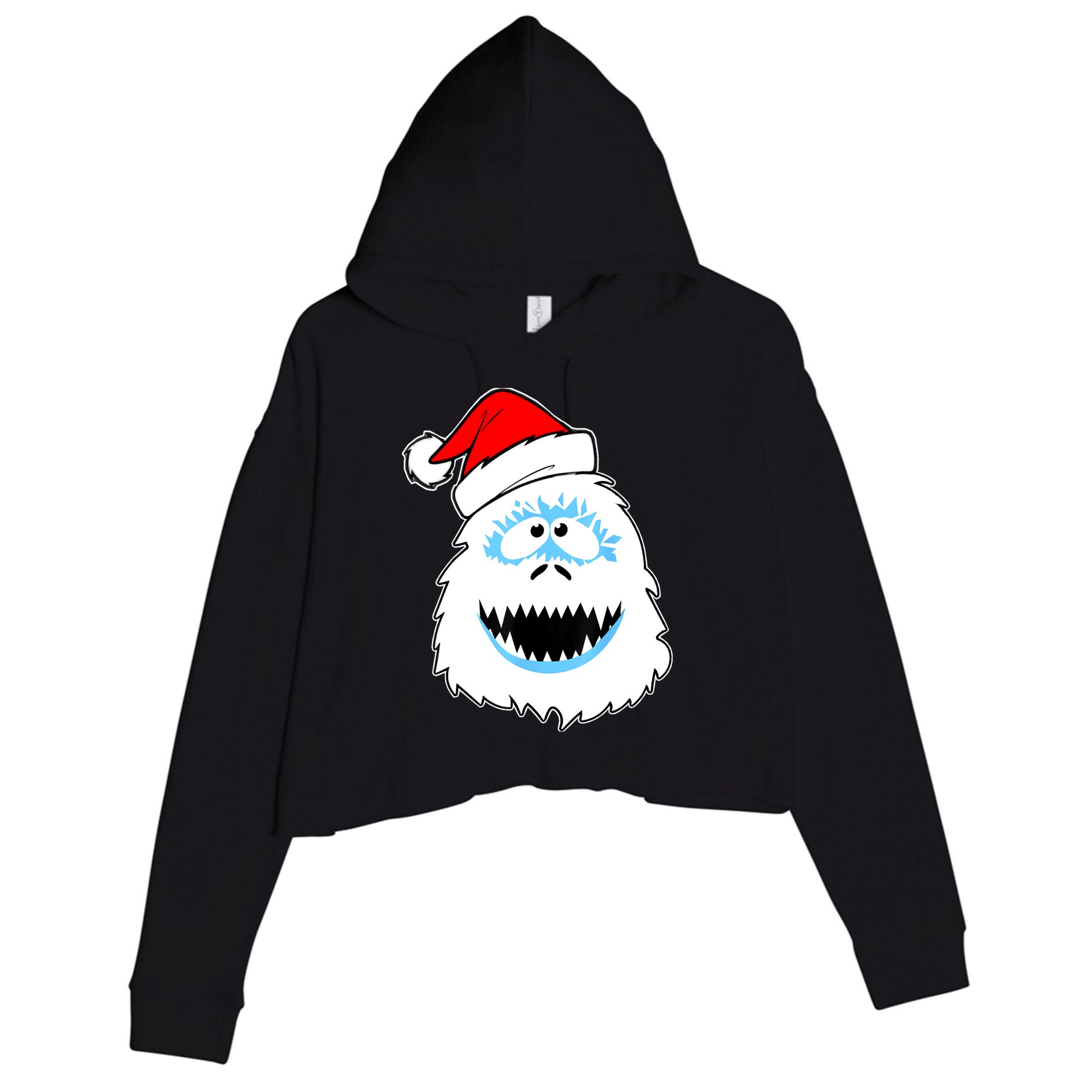 Funny Xmas Abominable Snowman Bigfoot Yeti Retro Christmas Crop Fleece Hoodie