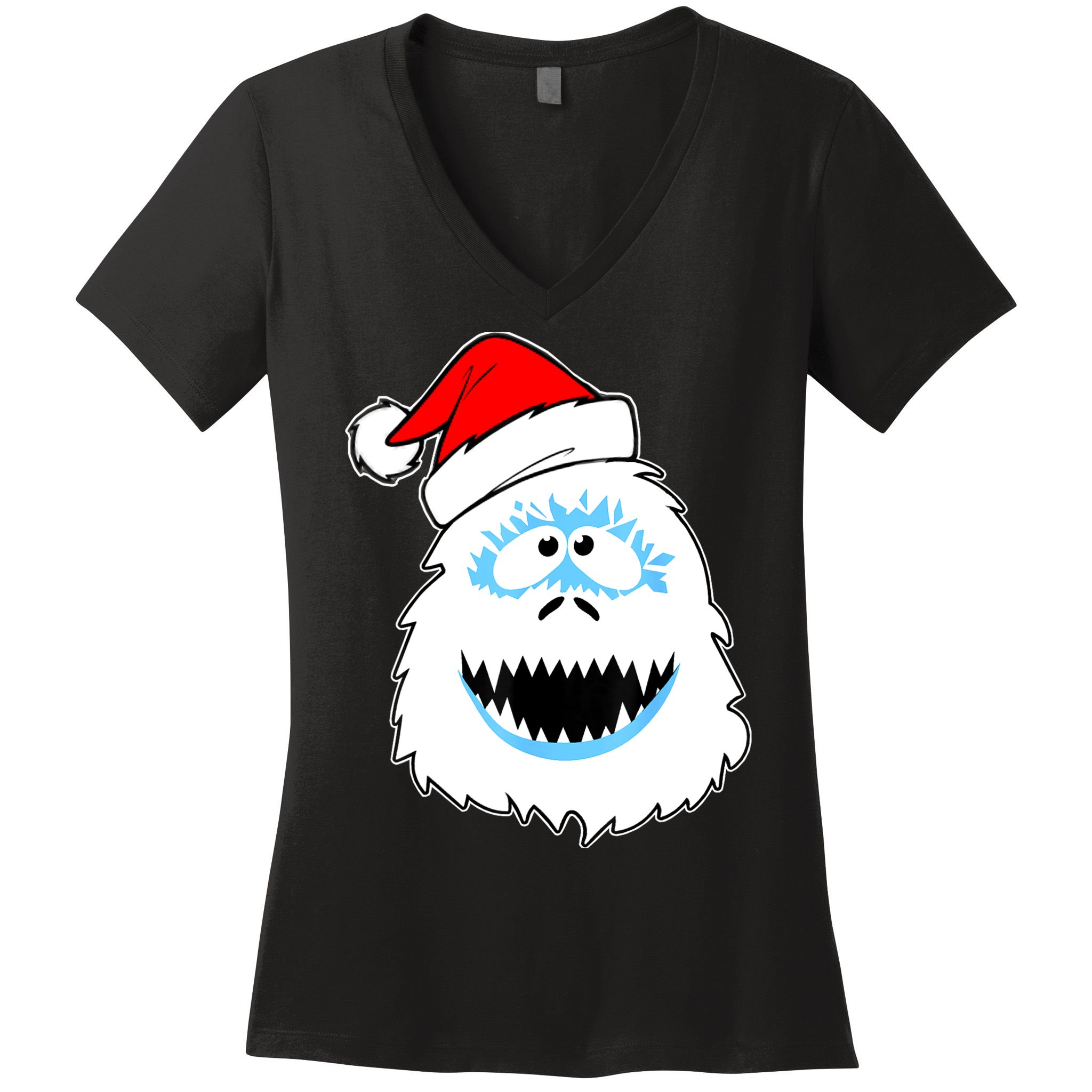 Funny Xmas Abominable Snowman Bigfoot Yeti Retro Christmas Women's V-Neck T-Shirt