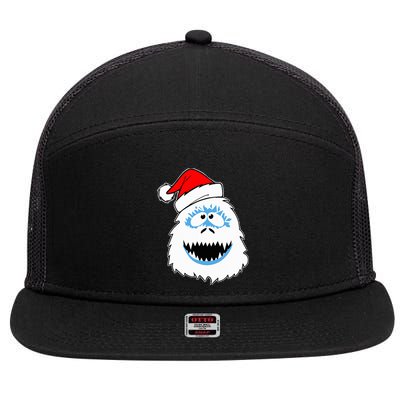 Funny Xmas Abominable Snowman Bigfoot Yeti Retro Christmas 7 Panel Mesh Trucker Snapback Hat