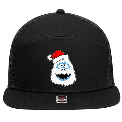 Funny Xmas Abominable Snowman Bigfoot Yeti Retro Christmas 7 Panel Mesh Trucker Snapback Hat