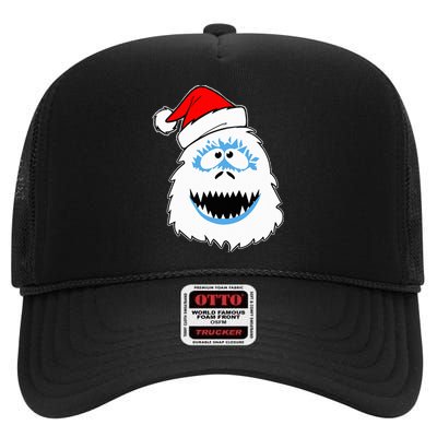 Funny Xmas Abominable Snowman Bigfoot Yeti Retro Christmas High Crown Mesh Back Trucker Hat