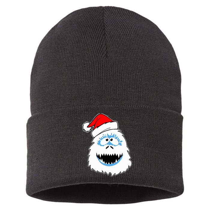 Funny Xmas Abominable Snowman Bigfoot Yeti Retro Christmas Sustainable Knit Beanie