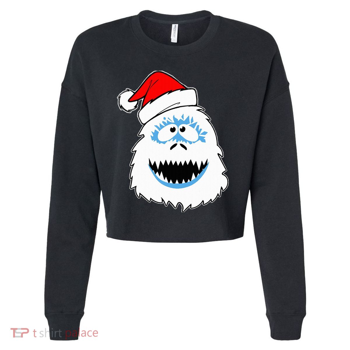 Funny Xmas Abominable Snowman Bigfoot Yeti Retro Christmas Cropped Pullover Crew