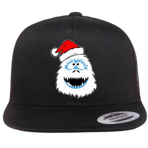 Funny Xmas Abominable Snowman Bigfoot Yeti Retro Christmas Flat Bill Trucker Hat