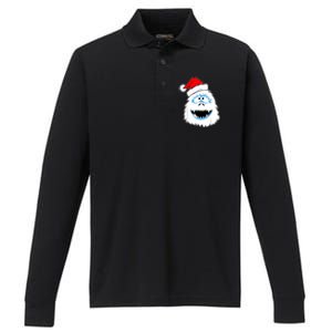 Funny Xmas Abominable Snowman Bigfoot Yeti Retro Christmas Performance Long Sleeve Polo