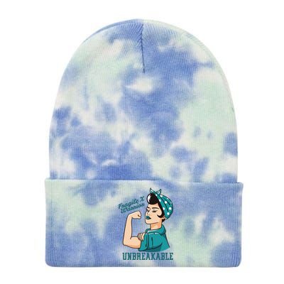 Fragile X Awareness Month Unbreakable Warrior Cool Gift Tie Dye 12in Knit Beanie