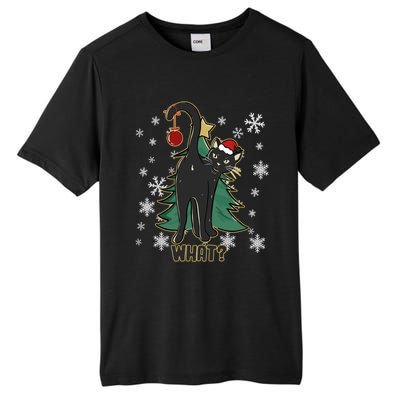 Funny Xmas Black Cat Christmas Lights Cat Lover Tall Fusion ChromaSoft Performance T-Shirt