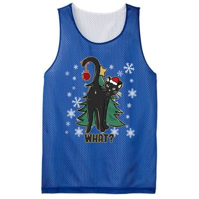 Funny Xmas Black Cat Christmas Lights Cat Lover Mesh Reversible Basketball Jersey Tank