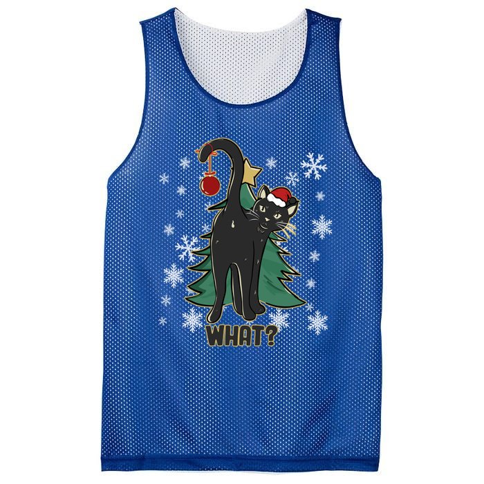 Funny Xmas Black Cat Christmas Lights Cat Lover Mesh Reversible Basketball Jersey Tank