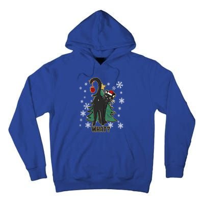 Funny Xmas Black Cat Christmas Lights Cat Lover Tall Hoodie