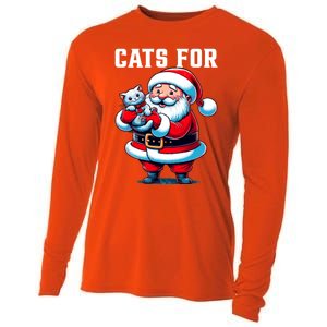 Funny Xmas Cats For Everybody Christmas Cat Santa Gift Cooling Performance Long Sleeve Crew