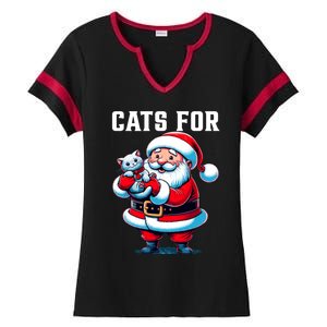 Funny Xmas Cats For Everybody Christmas Cat Santa Gift Ladies Halftime Notch Neck Tee