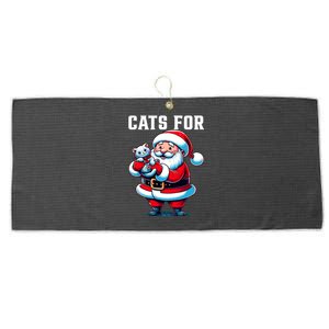 Funny Xmas Cats For Everybody Christmas Cat Santa Gift Large Microfiber Waffle Golf Towel