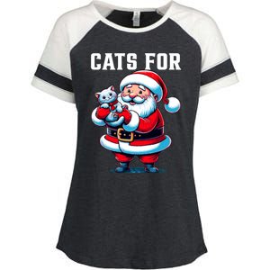 Funny Xmas Cats For Everybody Christmas Cat Santa Gift Enza Ladies Jersey Colorblock Tee