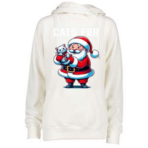 Funny Xmas Cats For Everybody Christmas Cat Santa Gift Womens Funnel Neck Pullover Hood