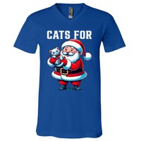 Funny Xmas Cats For Everybody Christmas Cat Santa Gift V-Neck T-Shirt