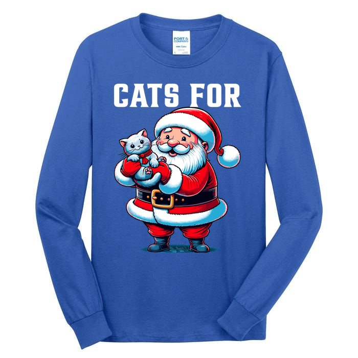 Funny Xmas Cats For Everybody Christmas Cat Santa Gift Tall Long Sleeve T-Shirt