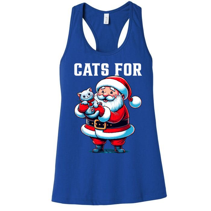 Funny Xmas Cats For Everybody Christmas Cat Santa Gift Women's Racerback Tank