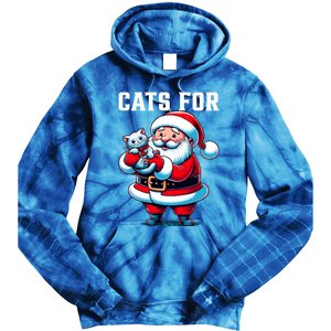 Funny Xmas Cats For Everybody Christmas Cat Santa Gift Tie Dye Hoodie