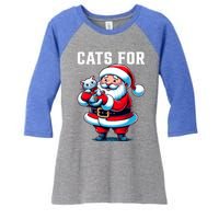 Funny Xmas Cats For Everybody Christmas Cat Santa Gift Women's Tri-Blend 3/4-Sleeve Raglan Shirt