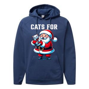 Funny Xmas Cats For Everybody Christmas Cat Santa Gift Performance Fleece Hoodie