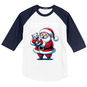 Funny Xmas Cats For Everybody Christmas Cat Santa Gift Baseball Sleeve Shirt