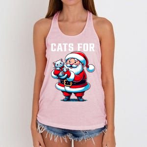 Funny Xmas Cats For Everybody Christmas Cat Santa Gift Women's Knotted Racerback Tank