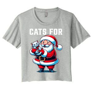 Funny Xmas Cats For Everybody Christmas Cat Santa Gift Women's Crop Top Tee