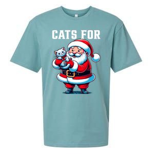 Funny Xmas Cats For Everybody Christmas Cat Santa Gift Sueded Cloud Jersey T-Shirt