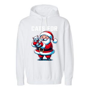 Funny Xmas Cats For Everybody Christmas Cat Santa Gift Garment-Dyed Fleece Hoodie