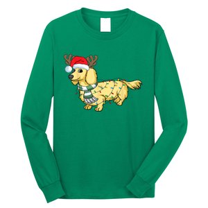 Funny Xmas Cream Dachshund Reindeer Santa Dog Merry Christmas Gift Long Sleeve Shirt