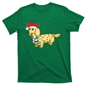 Funny Xmas Cream Dachshund Reindeer Santa Dog Merry Christmas Gift T-Shirt