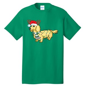 Funny Xmas Cream Dachshund Reindeer Santa Dog Merry Christmas Gift Tall T-Shirt