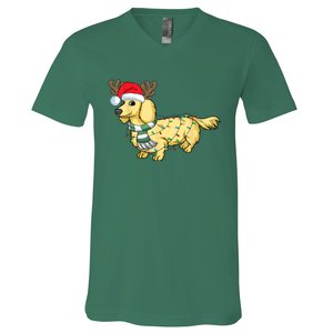 Funny Xmas Cream Dachshund Reindeer Santa Dog Merry Christmas Gift V-Neck T-Shirt