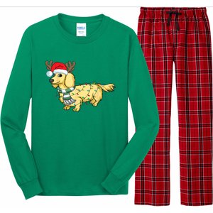 Funny Xmas Cream Dachshund Reindeer Santa Dog Merry Christmas Gift Long Sleeve Pajama Set