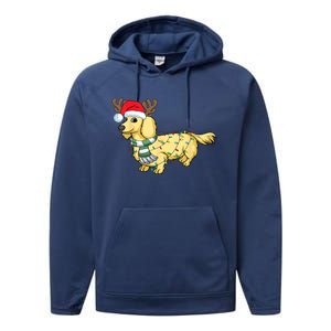 Funny Xmas Cream Dachshund Reindeer Santa Dog Merry Christmas Gift Performance Fleece Hoodie