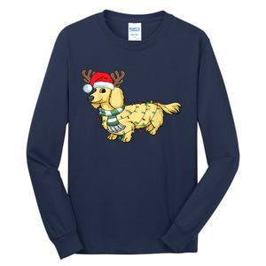 Funny Xmas Cream Dachshund Reindeer Santa Dog Merry Christmas Gift Tall Long Sleeve T-Shirt