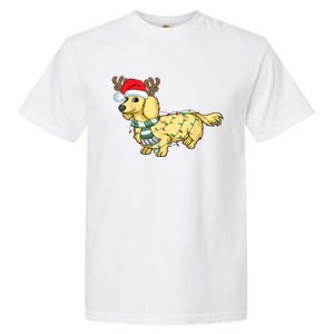 Funny Xmas Cream Dachshund Reindeer Santa Dog Merry Christmas Gift Garment-Dyed Heavyweight T-Shirt