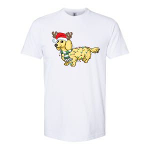 Funny Xmas Cream Dachshund Reindeer Santa Dog Merry Christmas Gift Softstyle CVC T-Shirt