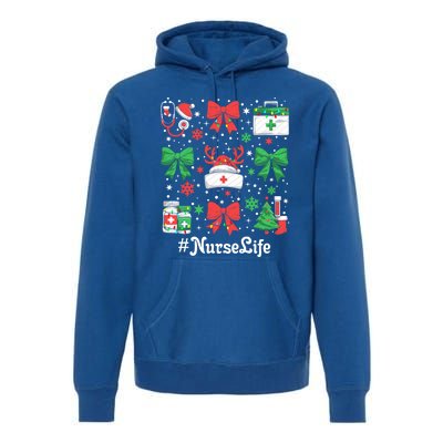 Funny Xmas Coquette Bow Santa Funny Nurse Christmas Gift Premium Hoodie