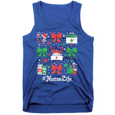 Funny Xmas Coquette Bow Santa Funny Nurse Christmas Gift Tank Top