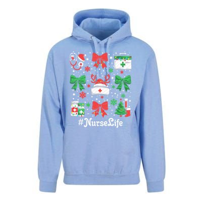 Funny Xmas Coquette Bow Santa Funny Nurse Christmas Gift Unisex Surf Hoodie