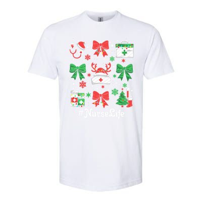 Funny Xmas Coquette Bow Santa Funny Nurse Christmas Gift Softstyle CVC T-Shirt