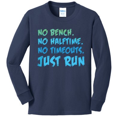 Funny XC Cross Country Running Gift No Bench No Halftime Short Sleeve Kids Long Sleeve Shirt