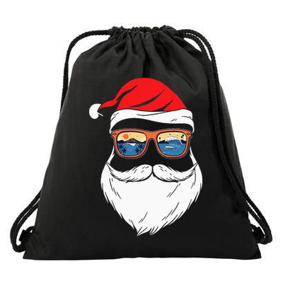 Funny XMAS Christmas in July Summer Santa Drawstring Bag