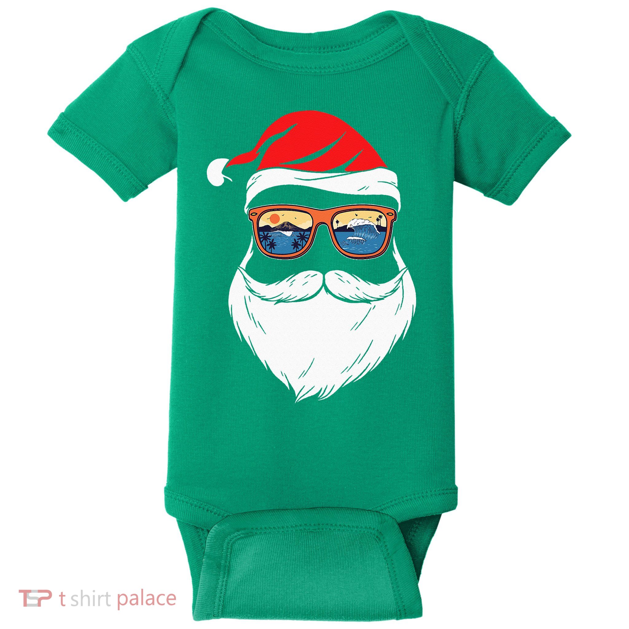 Funny XMAS Christmas in July Summer Santa Baby Bodysuit
