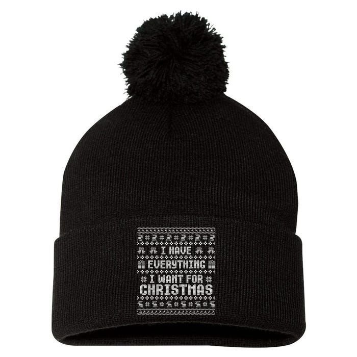 Funny Xmas Couples I Have Everything I Want For Christmas Pom Pom 12in Knit Beanie