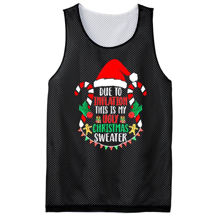 Funny Xmas Due To Inflation Ugly Christmas Sweaters Gift Mesh Reversible Basketball Jersey Tank