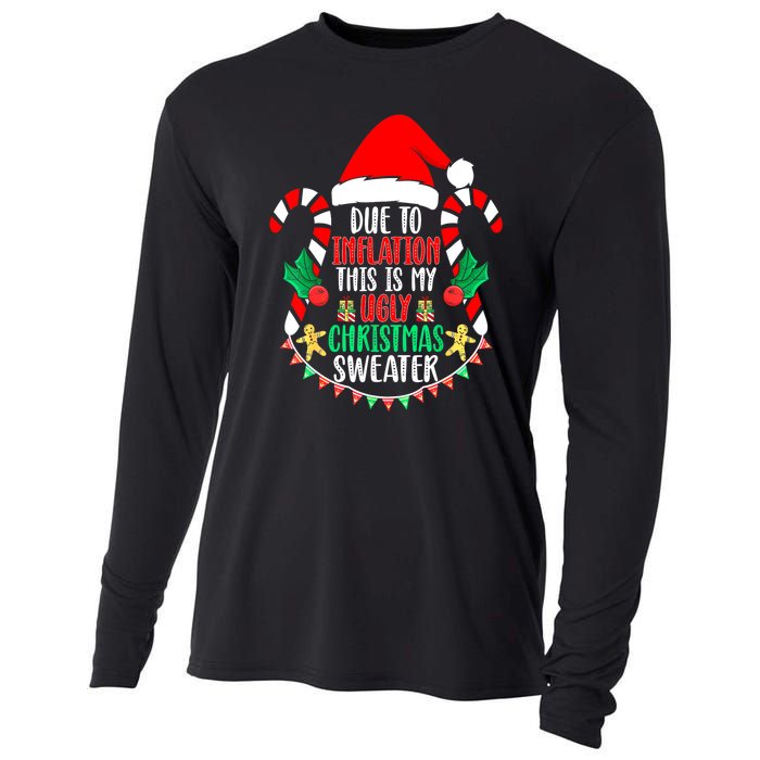 Funny Xmas Due To Inflation Ugly Christmas Sweaters Gift Cooling Performance Long Sleeve Crew