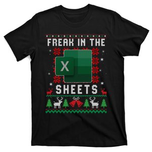 Funny Xmas Freak In The Sheets Excel Ugly Christmas 2024 T-Shirt